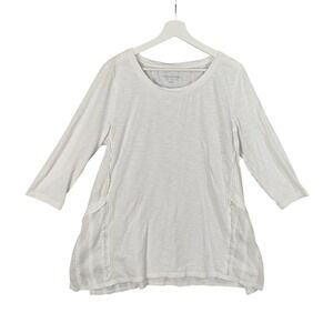 Soft Surroundings Lagen‎ Breathable Tunic Top 3/4 Sleeve Lace White Womens XL